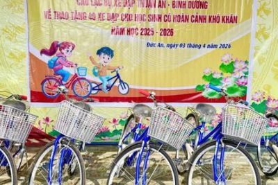 TRAO TẶNG 40 CHIẾC XE ĐẠP CHO HỌC SINH KHÓ KHĂN TẠI TRƯỜNG TH NGUYỄN BỈNH KHIÊM